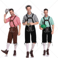 เยอรมัน Oktoberfest เครื่องแต่งกายผู้ชายแบบดั้งเดิมบาวาเรียเบียร์ชายเสื้อ Rompers กางเกงขาสั้นชุดคอสเพลย์ฮาโลวีนเทศกาลปาร์ตี้ชุด