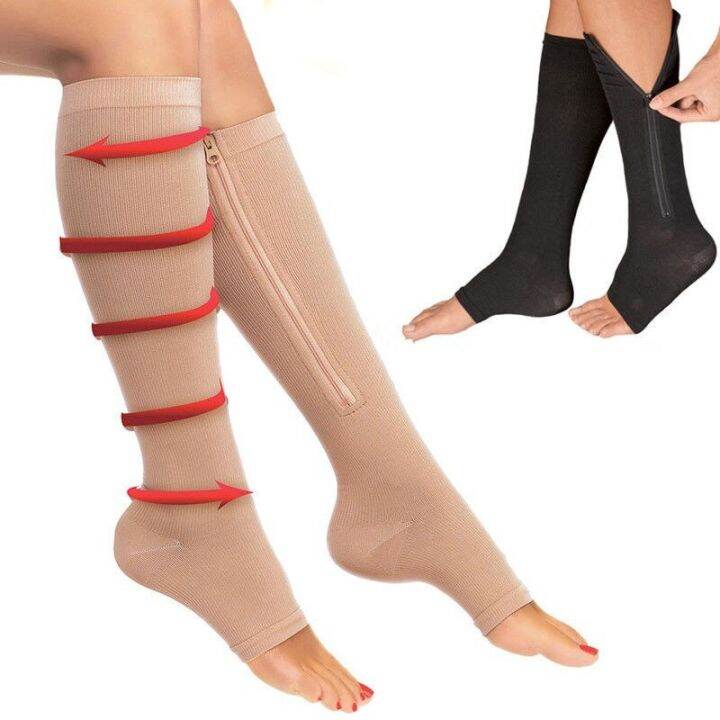 men-women-compression-zip-sox-socks-zipper-leg-support-unisex-open-toe-knee-socks