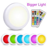 【CW】 AIBOO Cabinet Color Puck Lights Dimmable Under Shelf  Counter Lighting remote controller night light