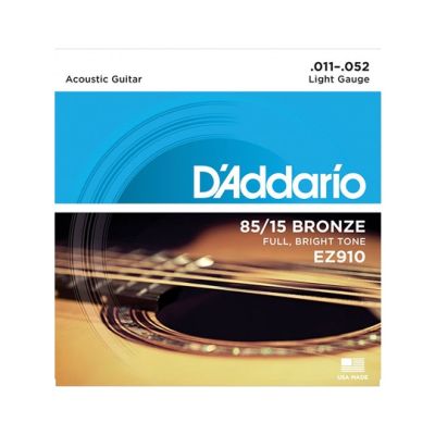 สายกีตาร์โปร่ง เบอร์ 11 D’Addario EZ910 American Bronze 85/15 Light 011-052