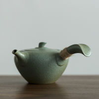 LUWU green ceramic kyusu teapots kettles vintage chinese kung fu tea pot drinkware