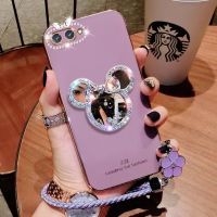 เคสโทรศัพท์สำหรับ A12E A3S OPPO พร้อมกระจกและสายคล้องสั้น