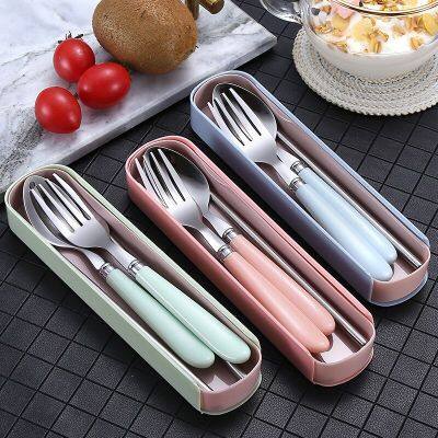 Cutlery Set Stainless Steel Chopsticks Spoon Kit Portable Tableware Set Office Worker Spoon Fork Chopsticks Three-Piece Travel Flatware Sets