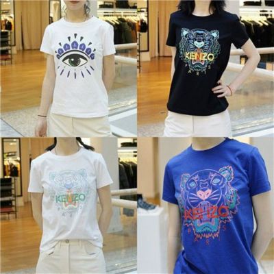 KENZOˉ Summer New Kzo Tiger Head Casual T-Shirt Womens Printing Big Eyes Round Neck Summer Loose Cotton Short-Sleeved