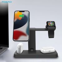 ZZOOI 4 in 1 Magnetic Wireless Charger Stand For iPhone 14 13 12 Pro Max Mini Fast Charging Dock Station For Apple Watch 8 7 AirPods 3