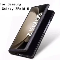 เคสโทรศัพท์หนังแท้เหมาะสำหรับ Samsung Galaxy Z Z Fold 5 Carcasa แบบพับสุดหรู Funda Zfold5เคส Galaxy Coque Capa Zfold 5ถุง