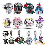 925 Sterling Silver Pendant 2022 Trendy Skull Rabbit Witch Rose Charm Fit Original Pandora Bracelet Necklace Bead Women Jewelry