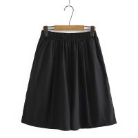 【มีไซส์ใหญ่】Plus Size Womens XL-5XL Black Green Shorts Elastic Waist Solid Color Wide Leg Summer Shorts