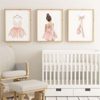 hot【DT】 Ballet Tutu Wall Quote Poster Canvas Painting Pink Dancing Shoes Print Picture Bedroom