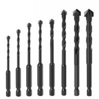 Concrete Drill Bit Masonry Drill Bits Kit Carbide Tip for Glass Brick Ceramic Tile Plastic Wood 1/4" Hex Shank Drill Bit Set Drills  Drivers