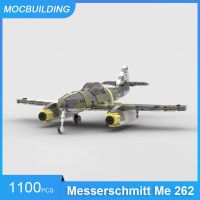 บล็อกตัวต่อ MOC Messerschmitt Me 262โมเดลเครื่องบินรบเครื่องบินทิ้งระเบิดแบบทหารของขวัญของเล่นเพื่อการศึกษา1100ชิ้น