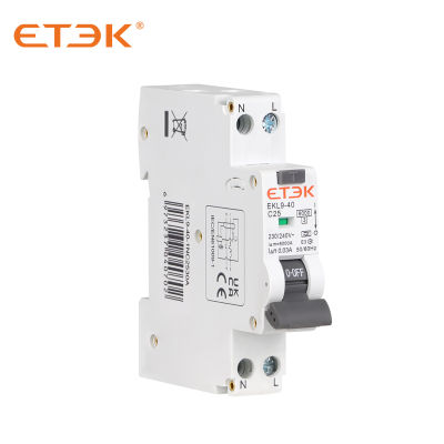 ETEK EKL9-40 Residual Circuit Breaker With Over And Short Current Leakage RCBO 6KA 1P+N 16A25A32A40A 30mA Curve C Type A