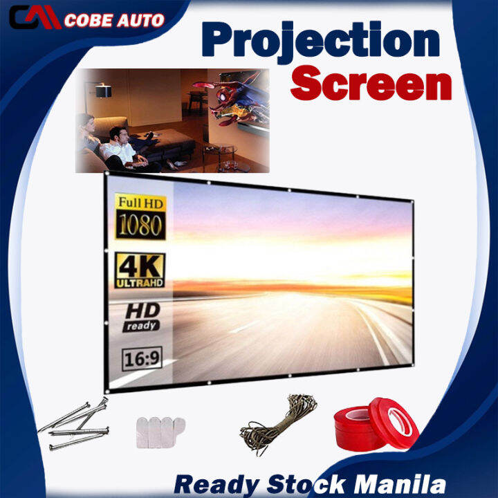 PS100 169 Portable 100 inch Projector Screen Wall Mounted Screen for