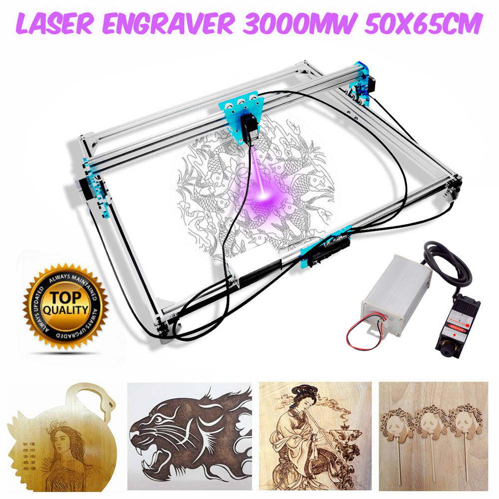 3000mW/2000mW Laser Graviermaschine Desktop DIY Laser Engraver 65x50cm DC12V 