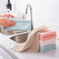 5PCS Cleaning Cloth Kitchen Scouring Pad Towel Dishcloth Household Rags Gadget Microfiber Non-stick Oil Table Cloth Wipe Dish Cloth  Towels