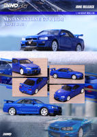 อินโน1:64 NISSAN SKYLINE GT-R (R34) V-Spec II Nur ดาบปลายปืนสีน้ำเงินรถโมเดล Diecast