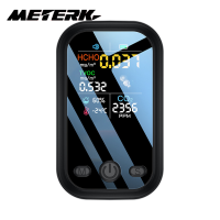 Meterk เครื่องตรวจจับคุณภาพอากาศหน้าจอสีความละเอียด1.9นิ้วความละเอียด240*280เซ็นเซอร์เซมิคอนดักเตอร์ที่มีความไวสูง5in1 HCHO TVOC CO2เครื่องวัดความชื้นและอุณหภูมิอินเตอร์เฟซ Type-C