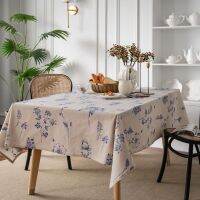 Table Cloth Cotton Linen Rectangular Pastoral Table Cover Bee Blue Flower Print Tablecloths Home Decor Kitchen Accessories Decoration