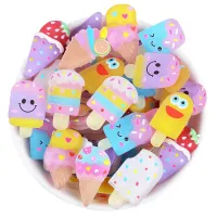 14-35 Pcs Cartoon Ice Cream Resin Embellishments Craft Flatback Cabochon Scrapbooking Decorations Kawaii Cute Diy Accessories