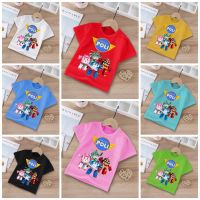 ✣♤℗ เสื้อยืด พิมพ์ลาย Robocar POLI สีพื้น สําหรับเด็กผู้ชาย และเด็กผู้หญิง