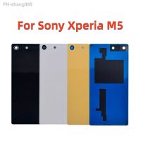 For Sony Xperia M5 E5603 E5633 Back Battery Cover Glass Rear Door Case With NFC Connector Sticker For Sony M5 Battery Cover