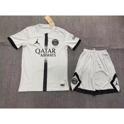 [IN STOCK] 22/23 Hot Mens PSG Away Football Jersey Set Grey Jersey Short Sleeve Top Short Pants Football/Soccer Jersey Set Size S-2XL Men Football Jersey Set PSG