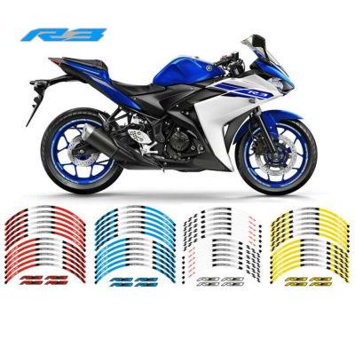 สติกเกอร์ลายทางติดล้อรถจักรยานยนต์รถมอเตอร์ไซด์สำหรับยามาฮ่า YZF-R3 YZF YZFR3 R3สติกเกอร์ลายทางขอบสะท้อนแสง