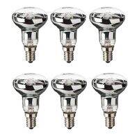 6แพ็ค R50สปอตไลต์สะท้อนแสง Bola Lampu Pijar 25W 40W SES E14แสงขาวนวลหรี่ได้สกรูเอดิสันขนาดเล็กข้อต่อฐาน
