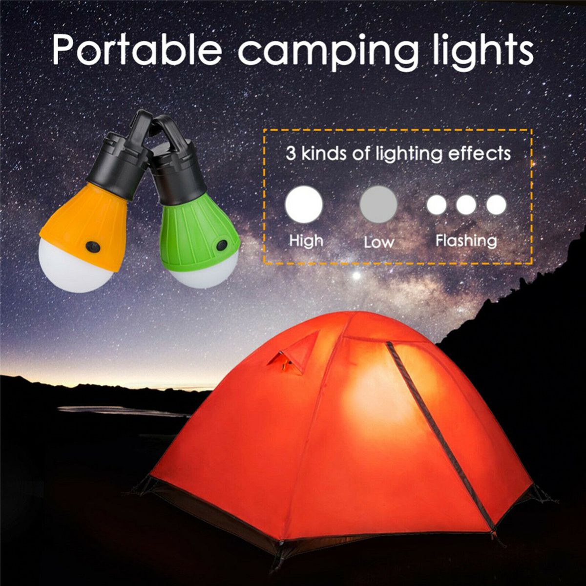 5Pcs Camping Lights LED Light Bulb Lamp Lantern Battery Operated Emergency Tent 