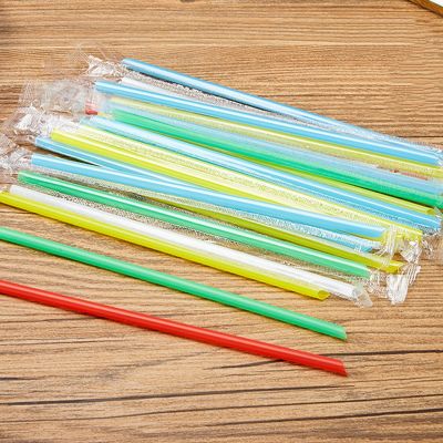100pc 19x0.6cm Black Clear individually wrapped Drinking Plastic Straws Tea Drinks Straws Smoothies Jumbo Thick holiday party