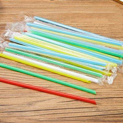 100pc 19x0.6cm Black Clear individually wrapped Drinking Plastic Straws Tea Drinks Straws Smoothies Jumbo Thick holiday party