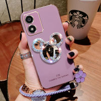 เคสสำหรับ โทรศัพท์ VIVO Y02S Y77 Y16พร้อมกระจกและสายคล้องสั้น