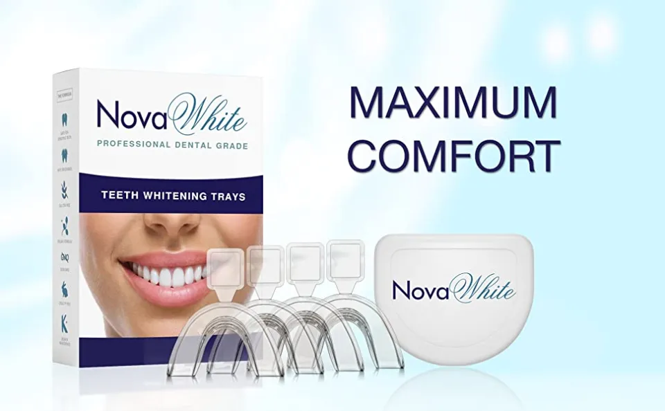 NovaWhite Teeth Whitening Trays - Moldable, Trimmable, Custom Fit,  Comfortable, BPA FREE, Latex Free, Dental Grade Guard - (4) Mouth Trays,  Hygienic