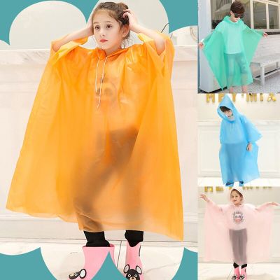 【CC】Children Raincoat Transparent Waterproof Plastic Reusable Rain Poncho Hood Raincoats Rain Gear