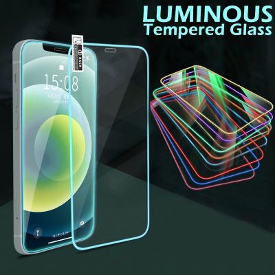 Airbag Screen Protector Luminous Tempered Glass For iPhone 13 11 12 14 Pro Max Plus Full Cover Fluorescence Glowing Glass Film