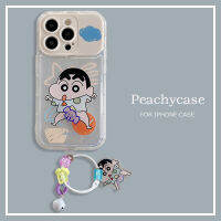 แผ่นรองหน้าแข้งสีเทียนหมุนได้ตลกๆตัวยึดกระจกล่องหนกับเคสโทรศัพท์โซ่มือถือใช้ได้กับ iPhone 14 13 12 11 Pro Max Xr Xs 7 8 Plus เคสฝาหลัง TPU แบบนิ่ม