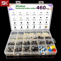 460pcs 24 Values Tactile Push Button Switch SMD Micro Momentary Tact Switch Assortment Kit for Car Remote Control with Box