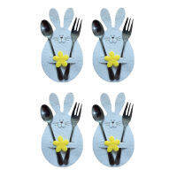 4Pcs/set Desktop Tableware Cutlery Non-woven Supplies Dinner Sheep Decoration Bags Easter Fork