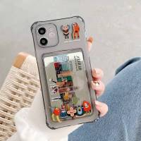 Momo case - เคสไอโฟน เคส iPhone กันกระแทกเคสใส่บัตร เคสซิลิโคนใส เคสใสทรงสี่เหลี่ยม7/8/6 12/12pro 11/13 /13promax เคสใส่บัตร#422