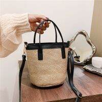 [COD] western-style retro bucket bag 2021 autumn and winter casual fashion simple straw single-shoulder