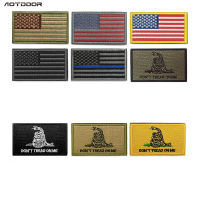 USA Flag เย็บปักถักร้อย Hook Loop Patches สี่เหลี่ยมผืนผ้าป้าย Dont Tread on Me ยุทธวิธีผ้าสติกเกอร์สำหรับกระเป๋าเป้สะพายหลังกลางแจ้งหมวก DIY-Mumie