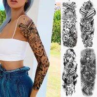 【YF】 Sexy Full Arm Temporary Tattoos Sticker For Women Men Adult Gun Nun Vines Realistic Fake Tattoo Sleeves Large Tatoos Paste