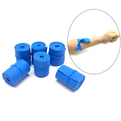 【LZ】✖  Torniquete médico azul descartável do látex de 10 pces 2.5x45cm faixa de borracha que cinta necessidades de emergência do turismo de acampamento ao ar livre