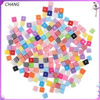 CHANG 200ชิ้น8x 9มิลลิเมตรลูกปักเรซิ่นลูกปัดลูกบาศก์ลูกปัดสี่เหลี่ยมสีรุ้งลูกปัดทำเครื่องประดับแบบทำมือ