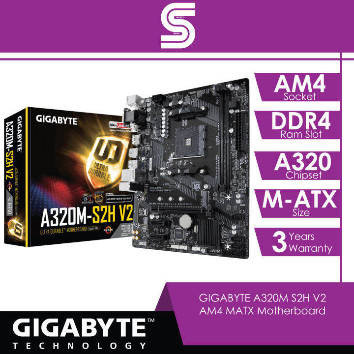 GIGABYTE A320M S2H V2 AM4 MATX Motherboard Lazada