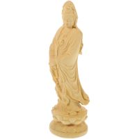 Goddess Statue Bodhisattva Ornament Wooden Desktop Adornment Guanyin Decor Tabletop Sculpture Craft Office