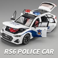 ✚ RS6 Avant Wagon Model Alloy Car Diecasts Metal Toy Veículos de polícia Luz som Presentes infantis 1:24