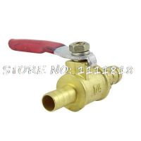 Red Lever Handle 6mm Diameter Hose Tail Brass Gas Ball Valve