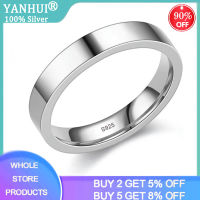 YANHUI Fashion Couples Jewelry High Quality Smooth 4mm Width Flat 925 Sterling Silver Rings For Women and Men R031F