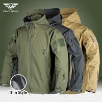 Waterproof Tactical Jacket Men Spring Autumn Multi-pocket Wear-resistant Windbreaker Coat Military Shark Skin Thin Cargo Jackets